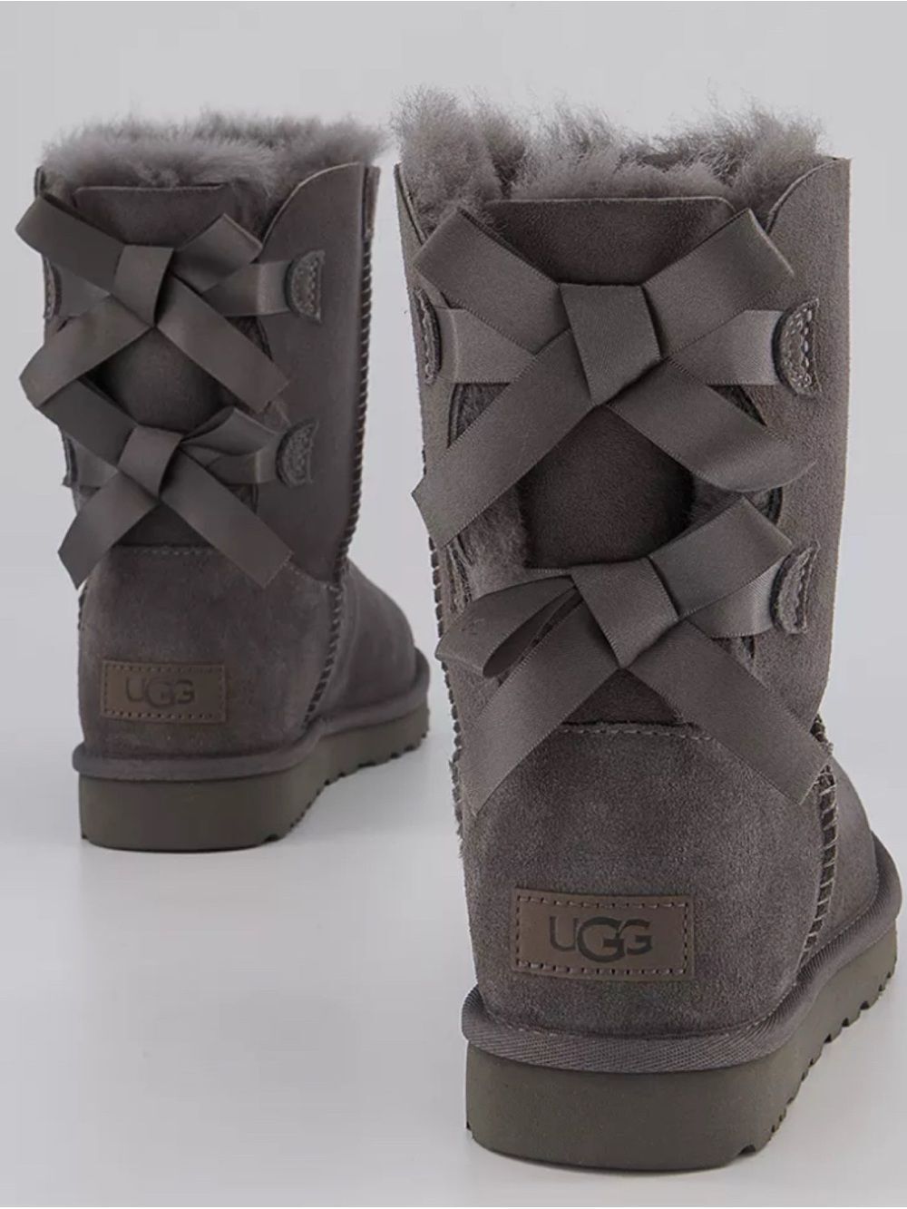 UGG Bailey Bow II Calf Boots in Grey Size 10~ Excellent